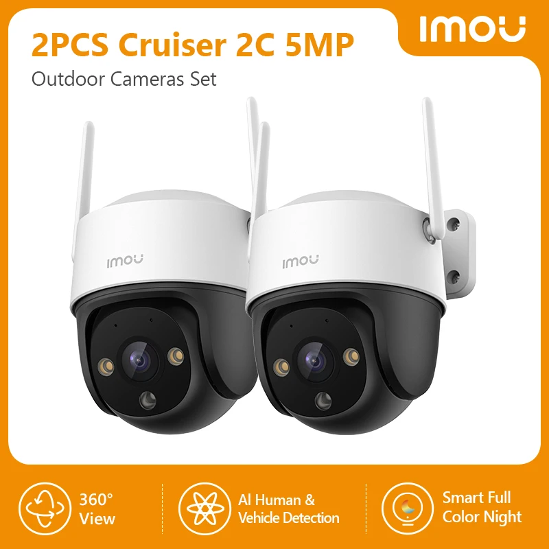 

IMOU 2pcs Cruiser 2C 5MP Set Security Camera AI Smart Tracking IP66 Weatherproof Two-way Audio WiFi 6 Full-color Night Vision