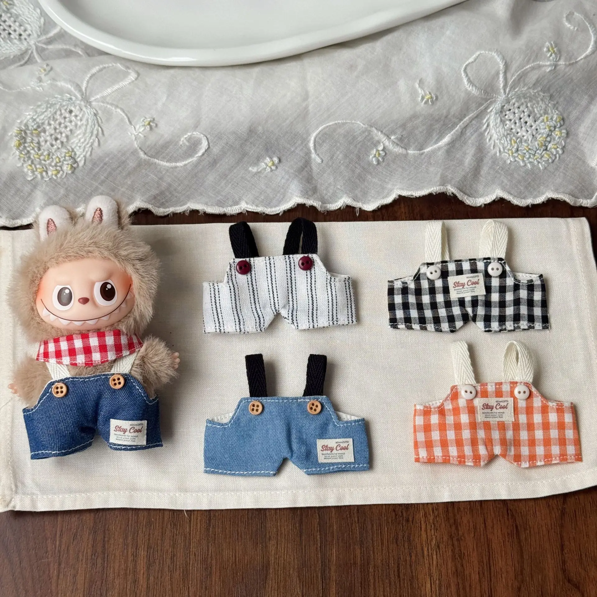 New Style Labubu Fourth-generation Clothes Labubbu4.0 Doll Clothes Mini Doll Clothing Accessories Famous Retro Overalls