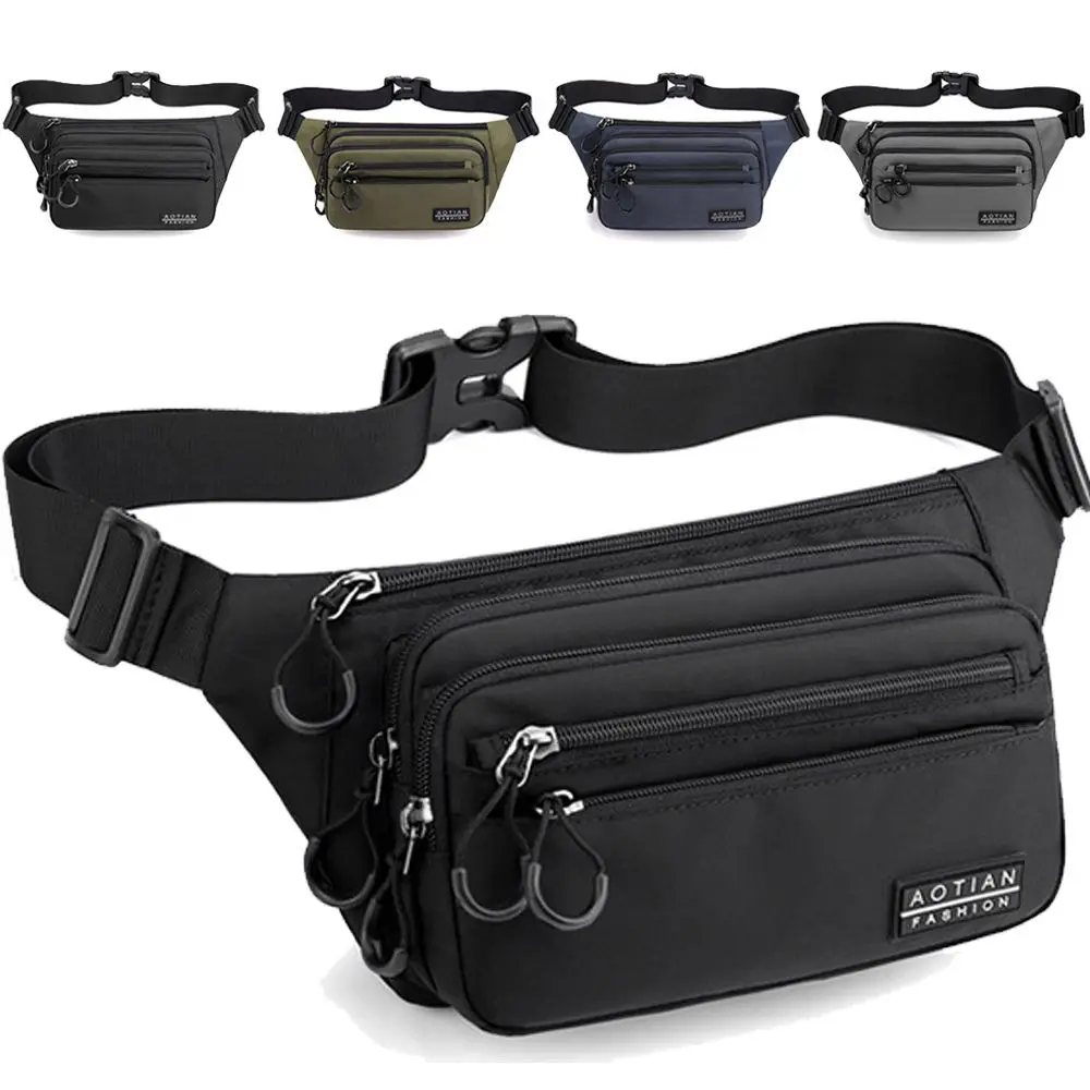 Nylon Waterproof Men\'s Waist Packs New Boy Outdoor Travel Waist Bag Unisex Chest Bag Storage Pocket Male