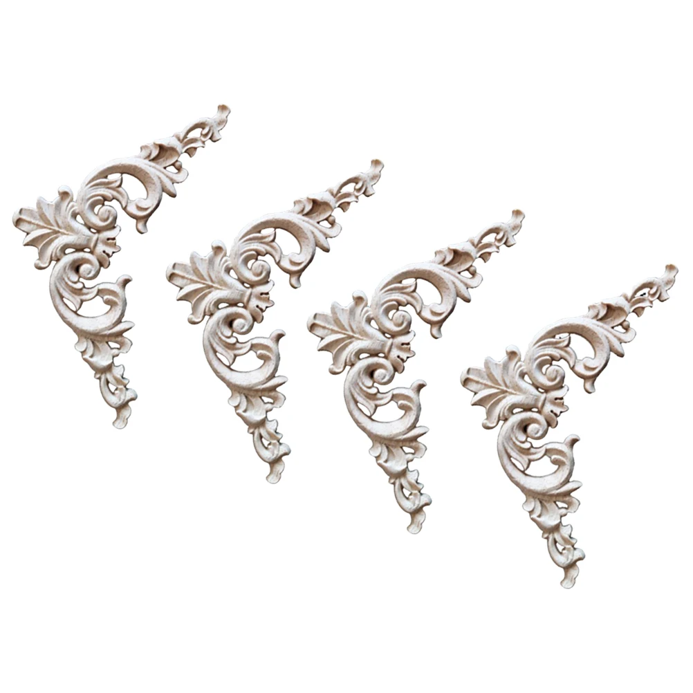 

4pcs Decorative Wall Carving Appliques 20X20Cm Hollow Flower Design For Door Cabinet Furniture Home Hotel Party Decoration Wood