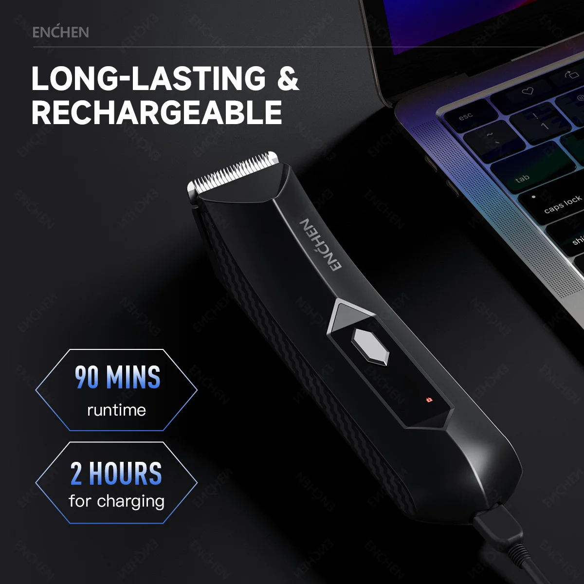 Trymer ENCHEN Spark 2.0 do pielęgnacji pachwiny i ciała 100% wodoodporny 90 minut długotrwałego działania i ładowania z wyświetlaczem cyfrowym