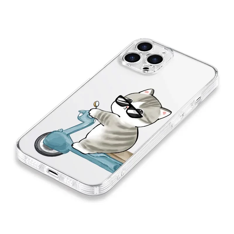 Cartoon Cats Clear Lovers Couple Phone Case For iPhone 15 16 13 14 11 12 Pro Max 13Mini SE 7 814 Plus Paired Cover Shell Fundas