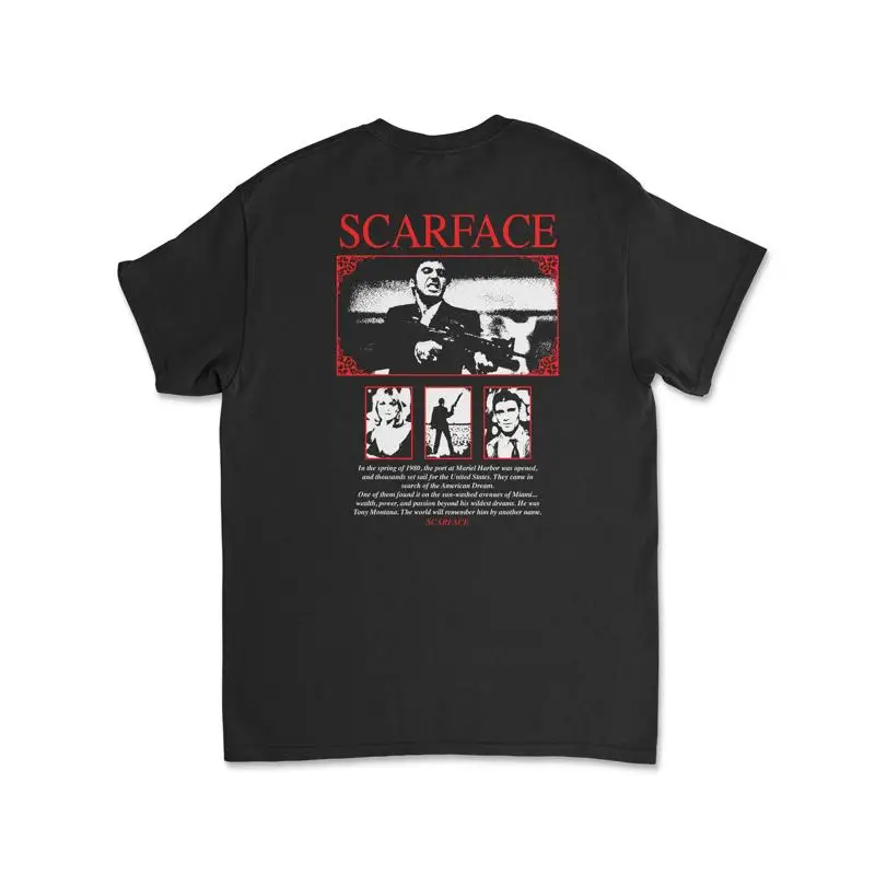 Scarface Brian De Palma T Shirt Black Vintage Style Film Movie Al Pacino Scar Face DePalma Gangster Cuban Oliver Stone