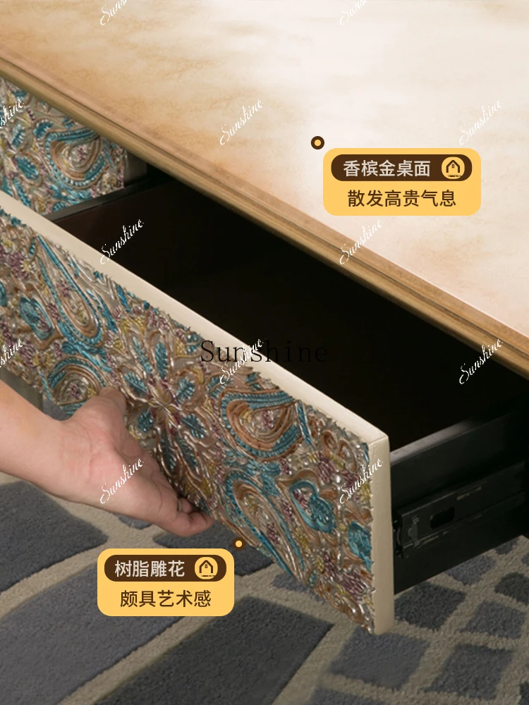 

New Chinese carved rectangular coffee table 1.2m neoclassical style coffee table FT