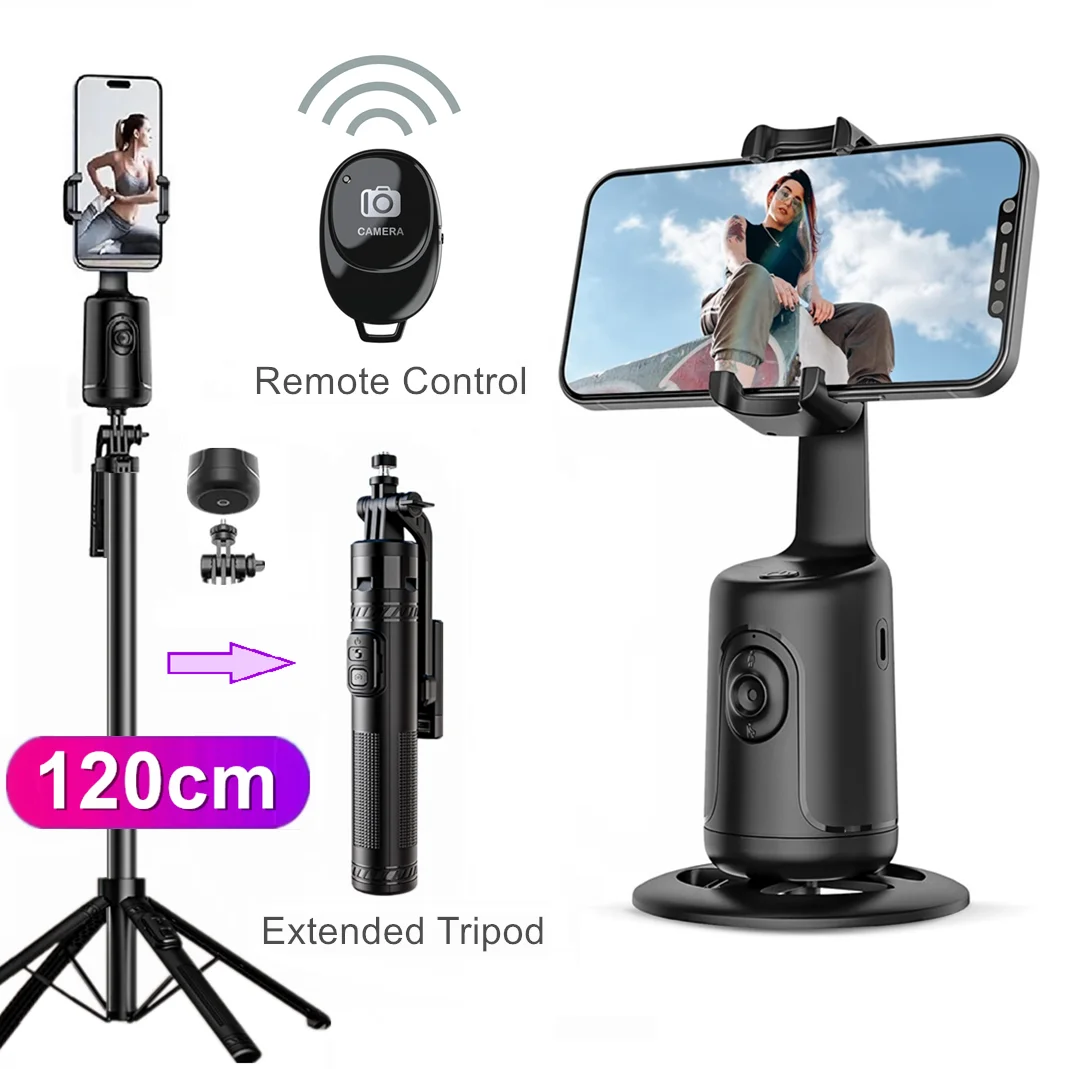 Auto Face Tracking Phone Holder Tripod with Gesture Remote Control for Video and Shooting, Gimbals Base Stabilizer for Mobile