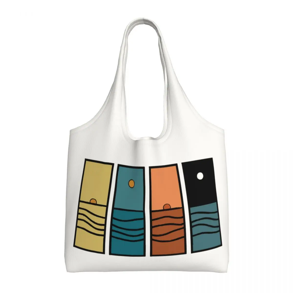 

Sunset Over Water Large Capacity Canvas Tote Bag Single Shoulder Work Commute Bag For Women Eco-Friendly Shopping Bag