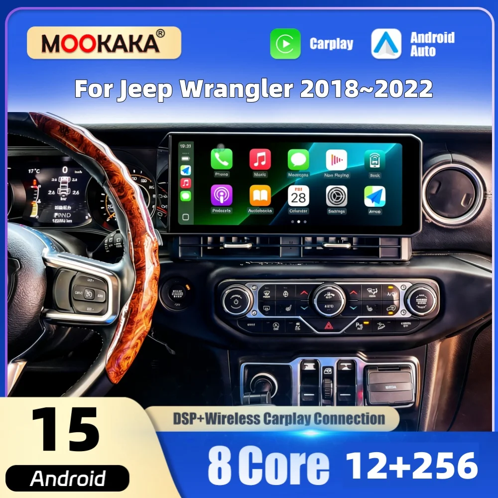 

12.3” Car Multimedia Player Android Screen For Jeep Wrangler 2018~2022 Car Radio Stereo GPS Navigation CarPlay Auto Head Unit