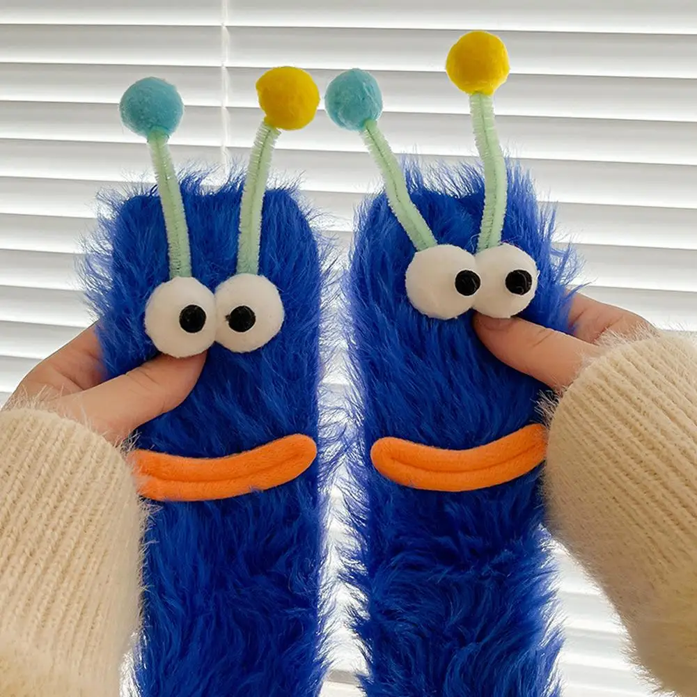 Cute Ugly Big Eye Funny Fleece Floor Socks Coral Velvet Thickened Warm Plush Socks Floor Sleeping Socks Coldproof Fluffy Socks view 4