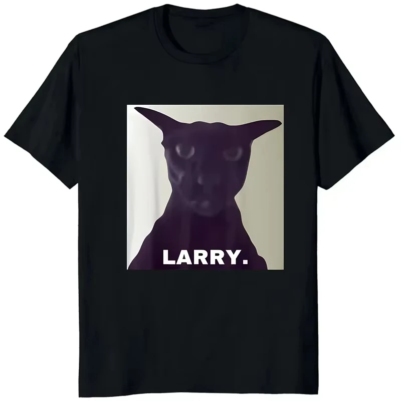Evil Larry Cat Funny Graphic Printed O-Neck T-Shirt, Anime Harajuku Casual Loose Short Sleeve Tops, Premium Soft Cotton Summer