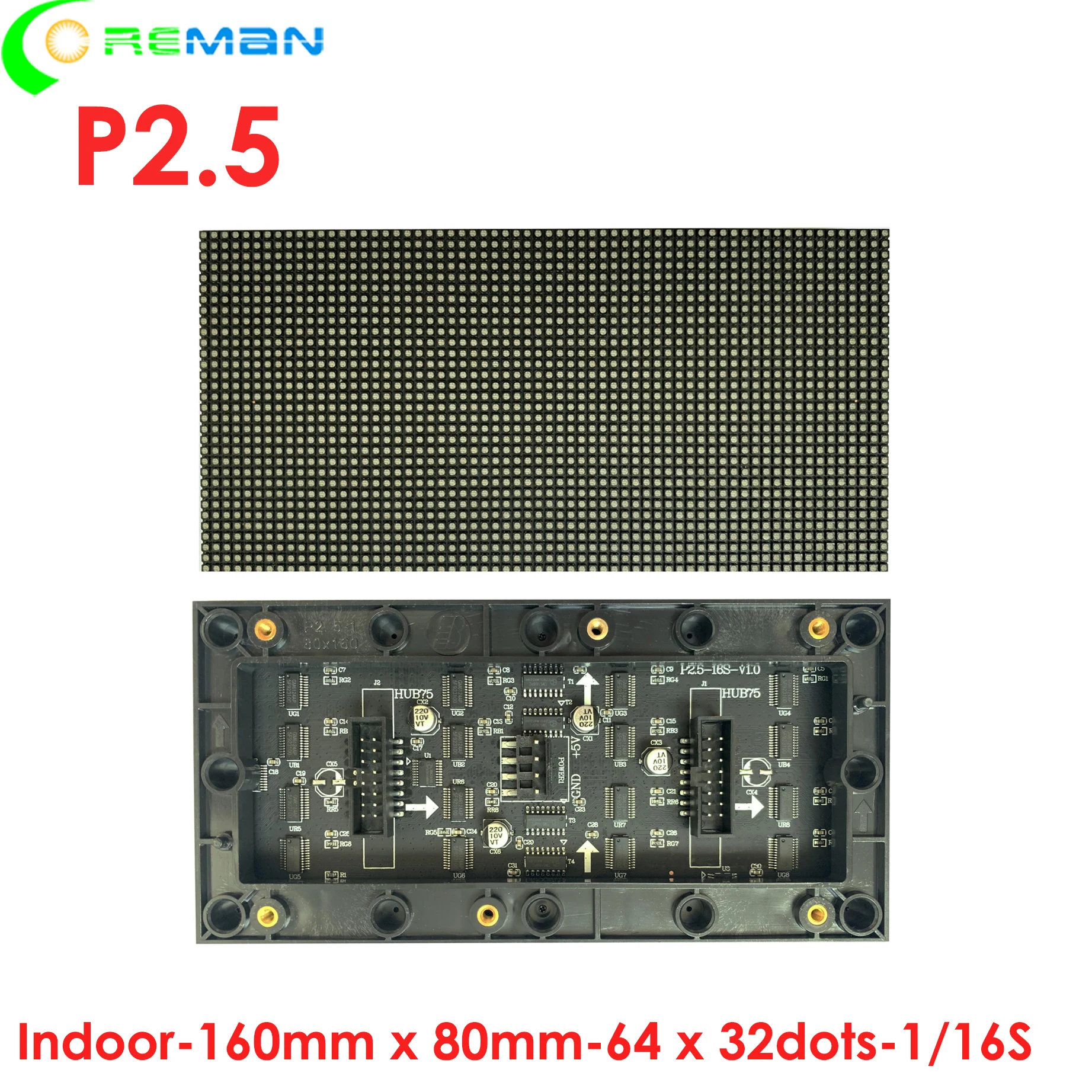 Módulo led p2.5 interno 64x32 pixels 160x80mm icn2037 fm6124 módulo de matriz led rgb simples