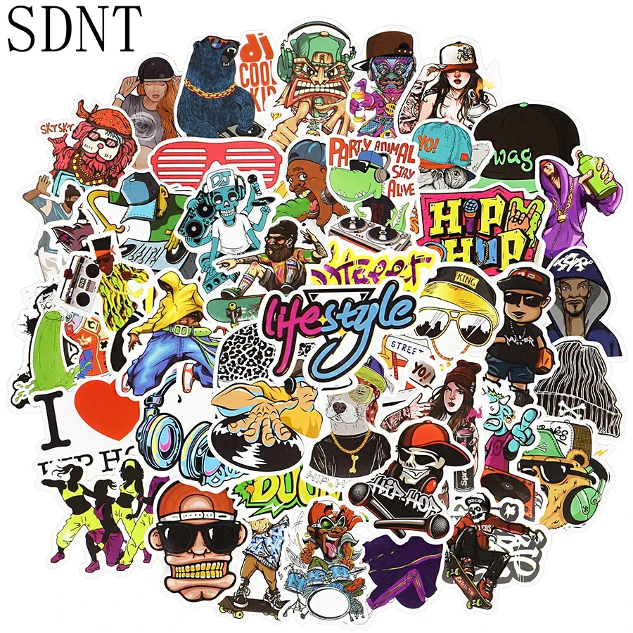 50 PCS Hip Hop Stickers Rap Rock Breaking Pop Culture Graffiti Cool Stickers Waterproof DIY Skateboard Laptop Bike Car Decals