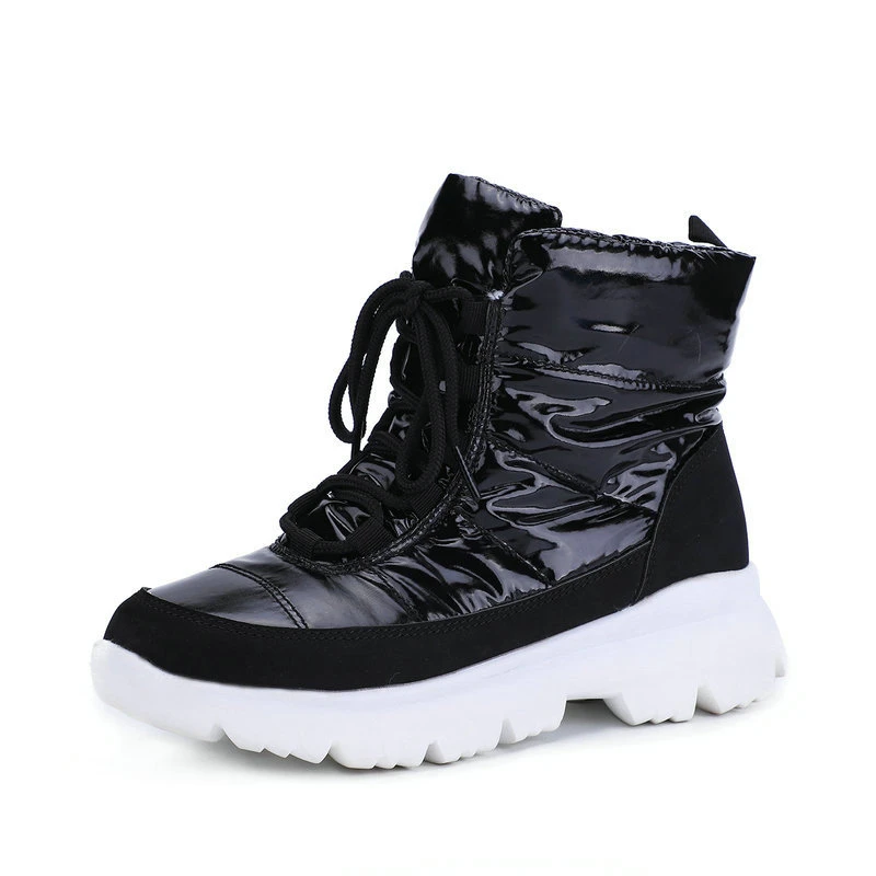 Winter Snow Boots for Women 2022 Lace-Up Female Cotton Shoes Anti-skid Waterproof Outdoor Travel Ladies Ankle Boot with Warm Fur