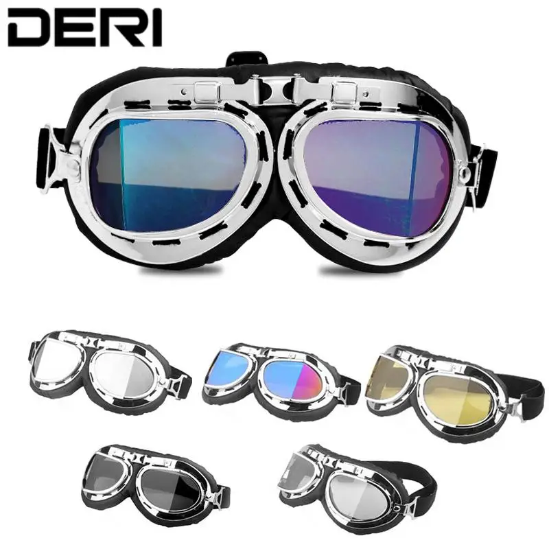 

Sliver Retro Motorcycle Goggles Riding Windproof Sunglasses Foldable For Off-road Outdoor Cycling Skiing Surfing Eye Protection