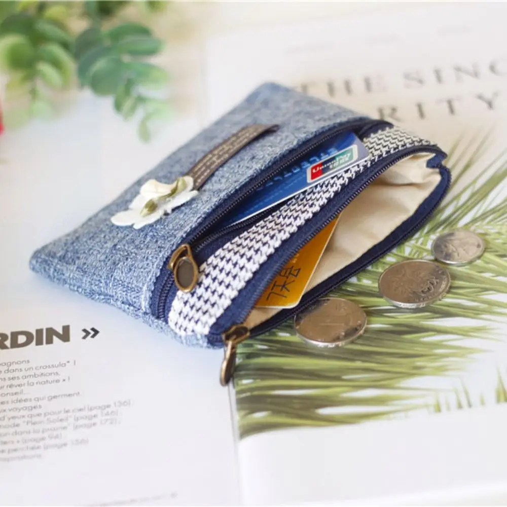 New Small Coin Purse Multi-layer Cotton Fabric Card Wallet Storage Bag Children