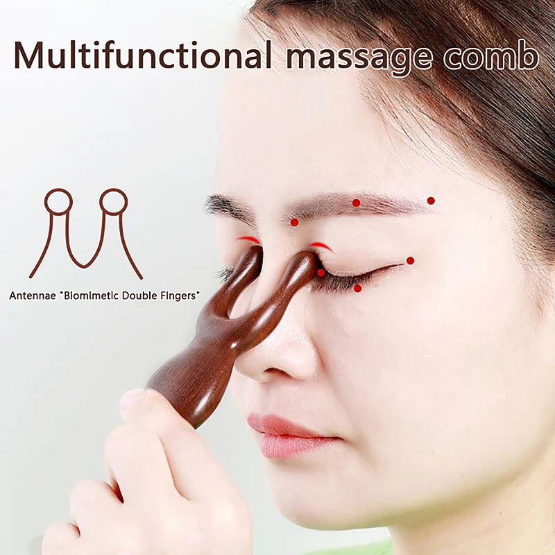 

Natural Sandalwood Nose Massage Promote Blood Reduce Puffiness Nose Lifting Gua Sha Tool Eyes Facial Scalp Meridian Massage