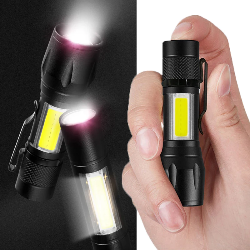 

Mini Rechargeable LED Flashlight Zoom Torch Outdoor Camping Strong Lamp Lantern Waterproof Tactical Flashlight 3 Lighting Modes