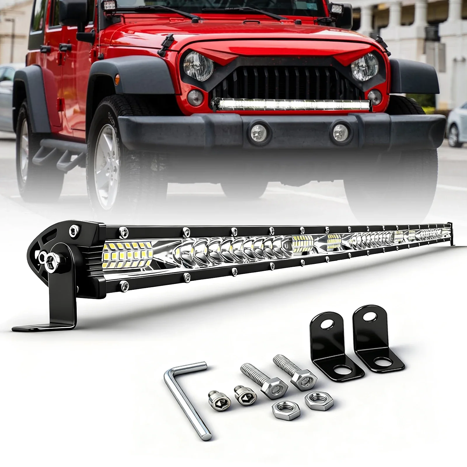 

HAOLIDE Led Light Bar 10inch 20inch 30inch 40inch 50inch 1 Row Flood Spot Flood Combo Beam Super Bright for off-road use 4X4