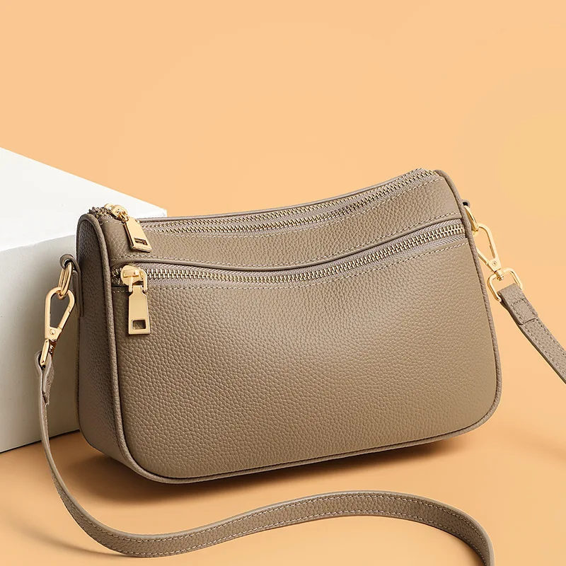 High-quality Top-grain Cowhide Women Handbag New Fashion Genuine Leather Shoulder Bag Premium Versatile Crossbody Mum Bag