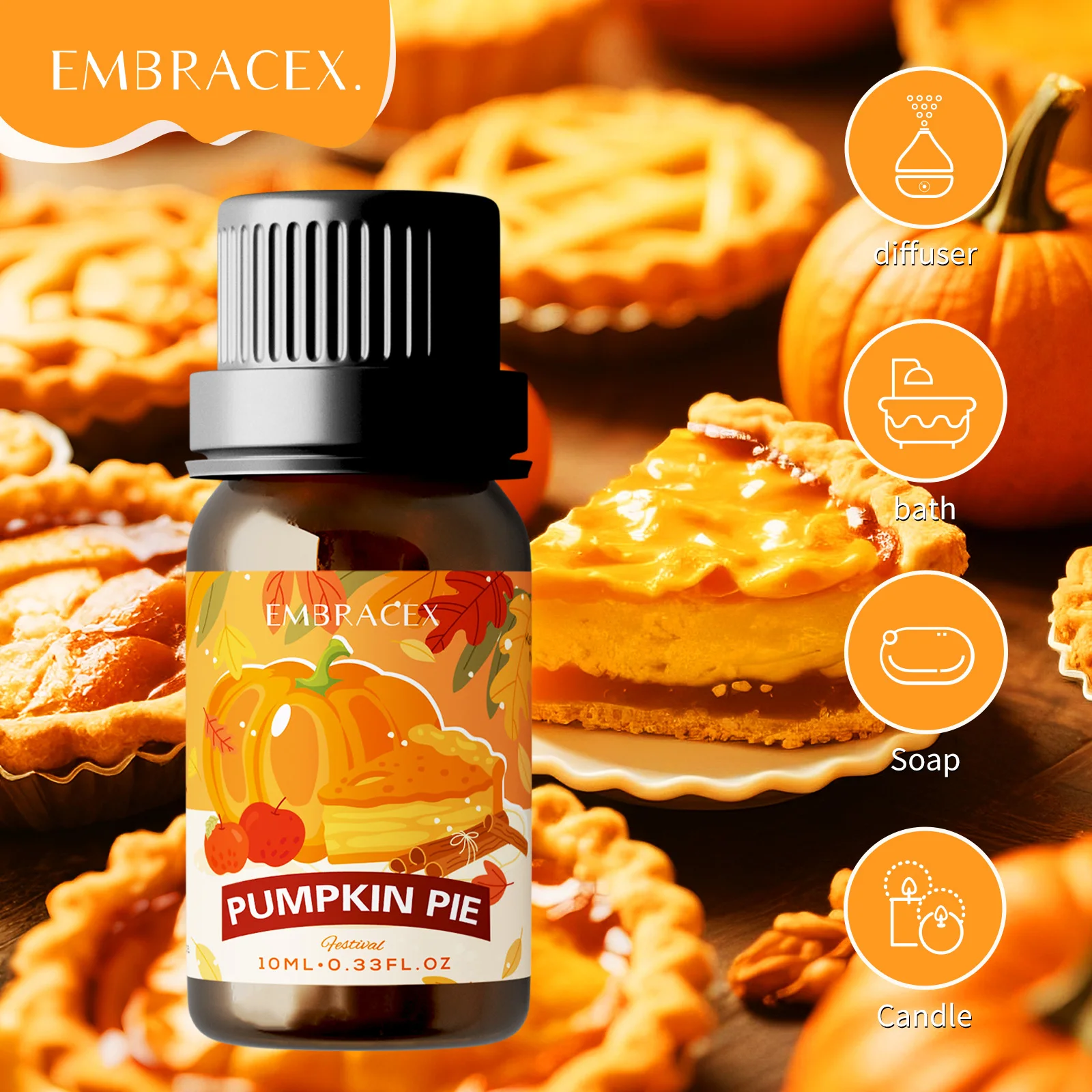 10ml pastel de calabaza aceite esencial regalos perfume vela decoraciones aceites para el cuidado de la piel difusión de jabón aceites de masaje aceite de aromaterapia