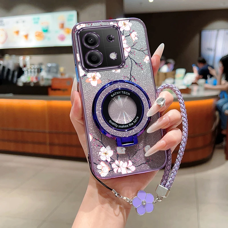 N ote 13 زهر الكرز تصفيح سوار حامل جراب هاتف ل Xiaomi Redmi ملاحظة 14Pro 12S 14 13Pro 12 13 12Pro 14ProPlus غطاء