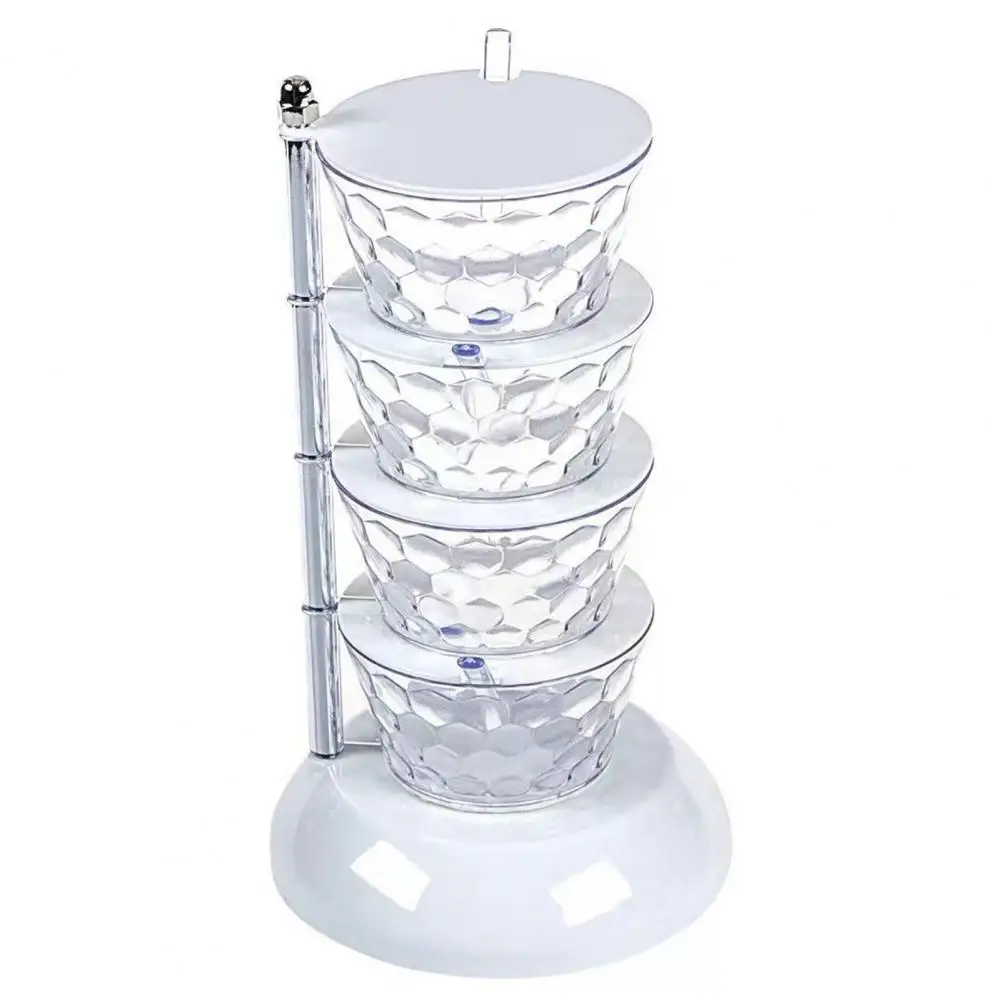 Vertical Rotatable Seasoning Box With Transparent Rotating Design Spice Box For Salt Jar Spoon Rotary Storage Rack Kitchen Tools