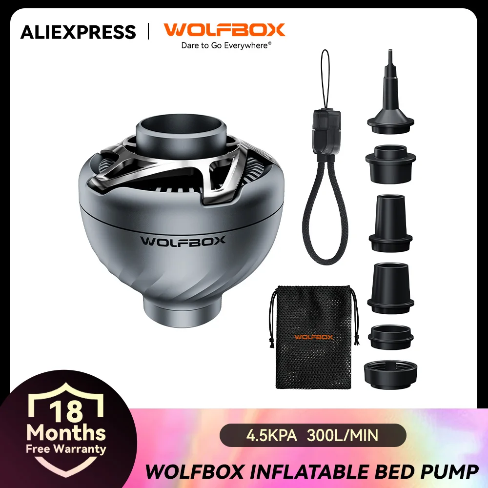 Bomba de Ar Sem Fio WOLFBOX MFMINI, Compressor de Ar Portátil para Camping, Inflador de Colchões e Boias de Natação