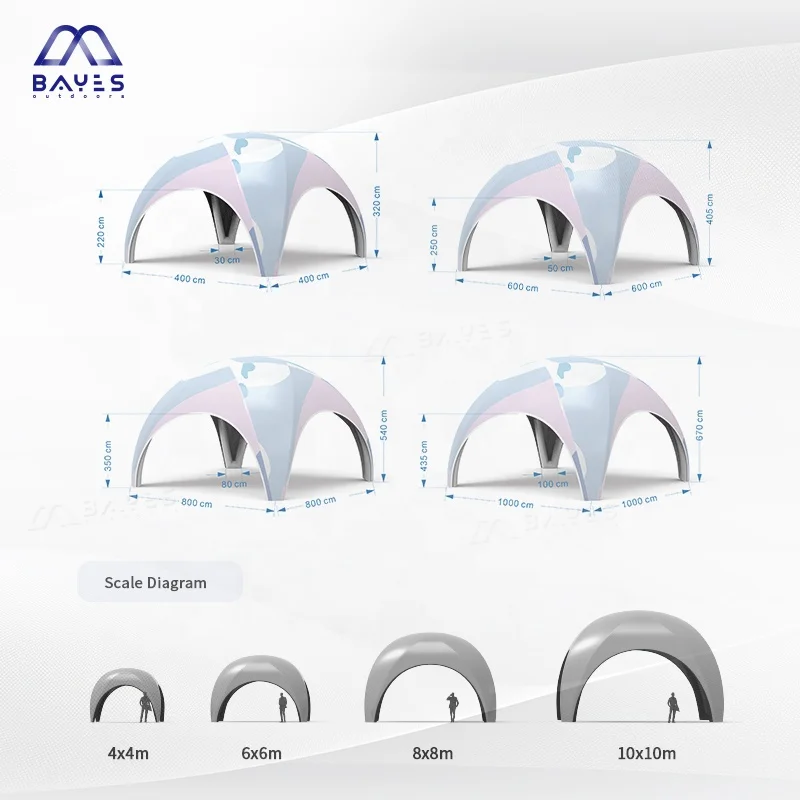 4x4 10x20 20x20, 2,6,12,20 Person Roof Big Blow Up Tent For Event, Air Sealed Inflatable Canopy Gazebo Tent Aufblasbares Zelt view 6