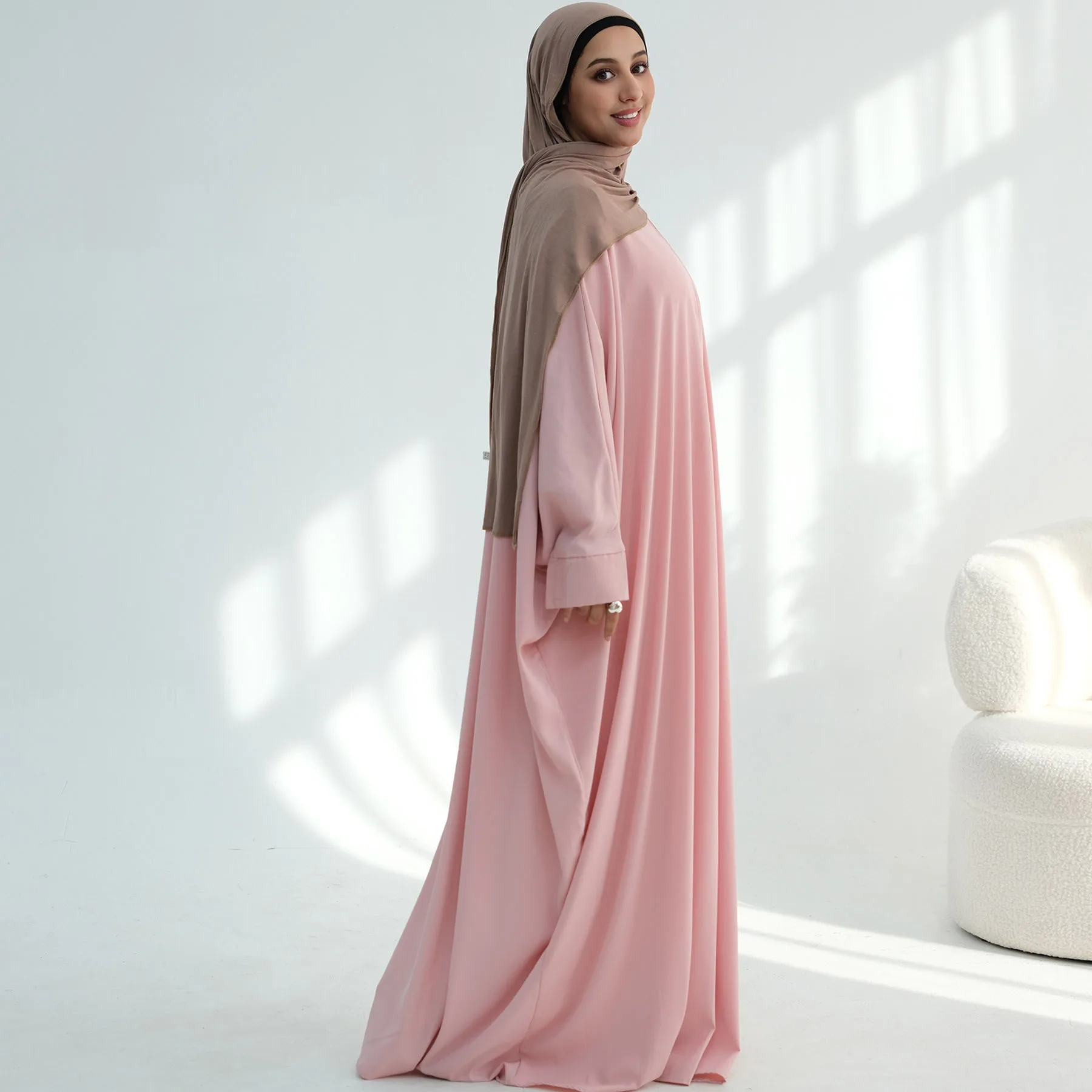 

Ramadan Eid Muslim Butterfly Abaya Women Dress-Zip Up Front, Hook Loop Cuffs. Dubai Saudi Modest Hijabi Robe Islamic Clothing