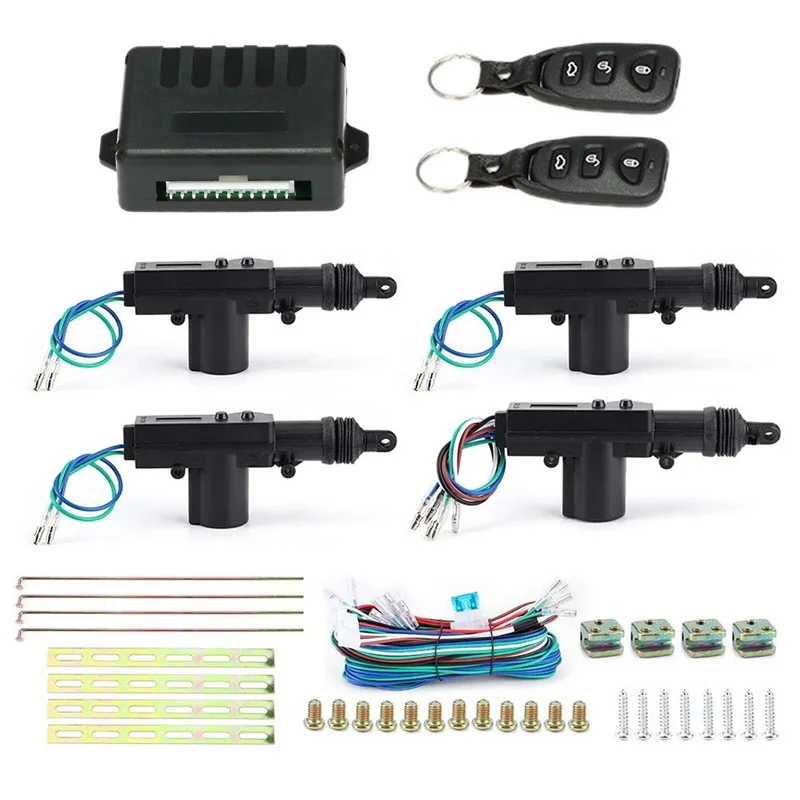 Universal 12V Car Lock Door Remote Control Keyless Entry System Locking Kit With 4 Door Lock Actuator Car Tools