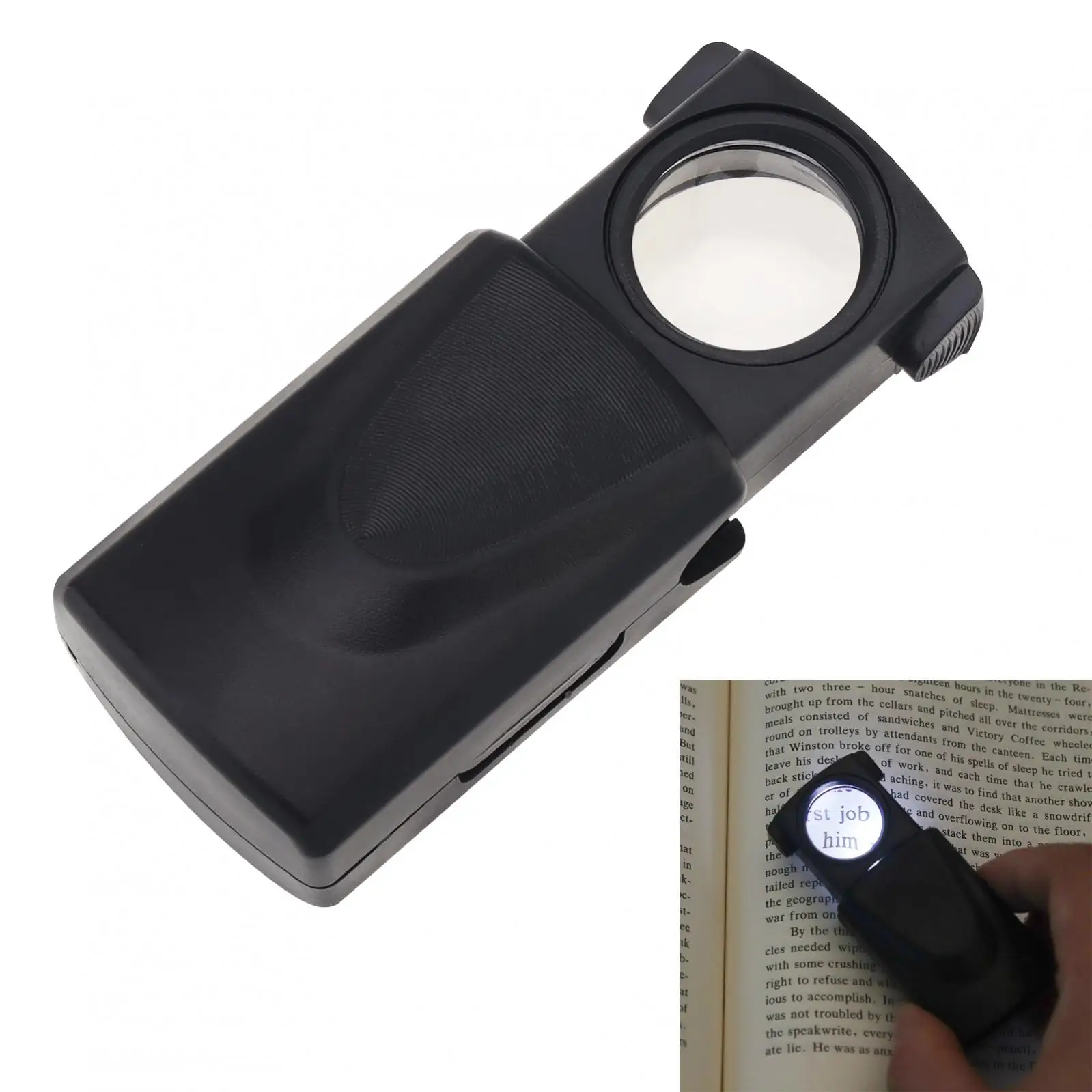 30X Foldable Jewelry Magnifier Loupe Portable Handheld Mini Pocket Folding Magnifying Glass with LED Light for Reading