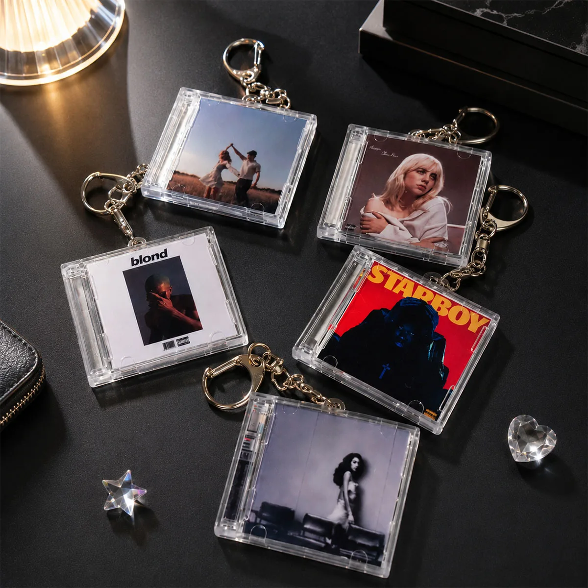 Mini Album CD Case Keychain Retro Music Bag Charm for Music Fan Collectible Gift