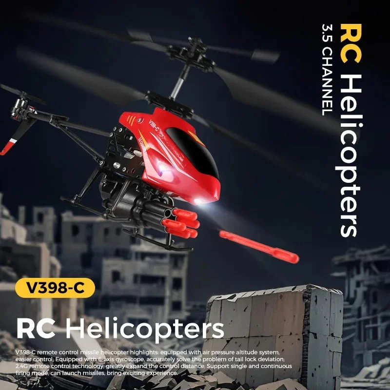

Wltoys V398-C Remote-Controlled Aircraft Missile 2.4G Helicopter 3.5 CH Lighting To Hit Bullets And Set Height RC Model Aircraft
