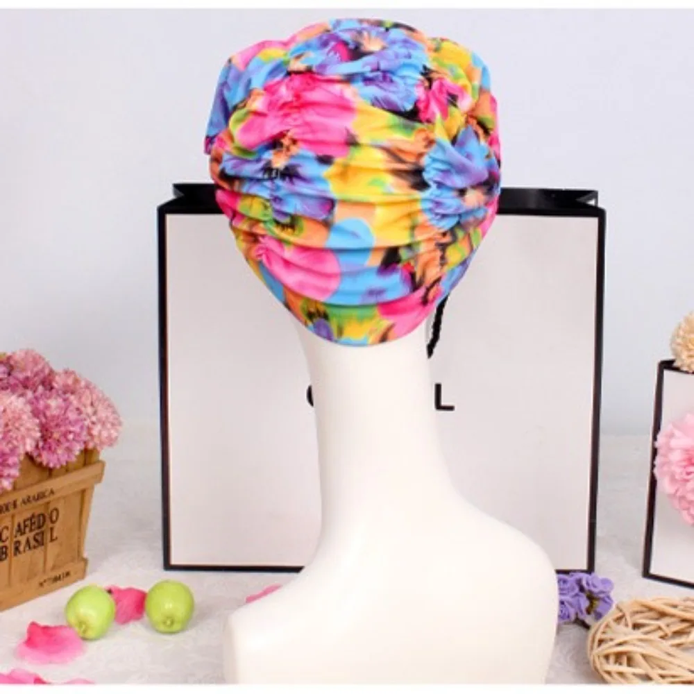 

Printed Fabric Oversized Swimming Cap Quick Drying Breathable Hot Spring Swimming Cap Long Hair Ear Protection Bathing Cap Sand