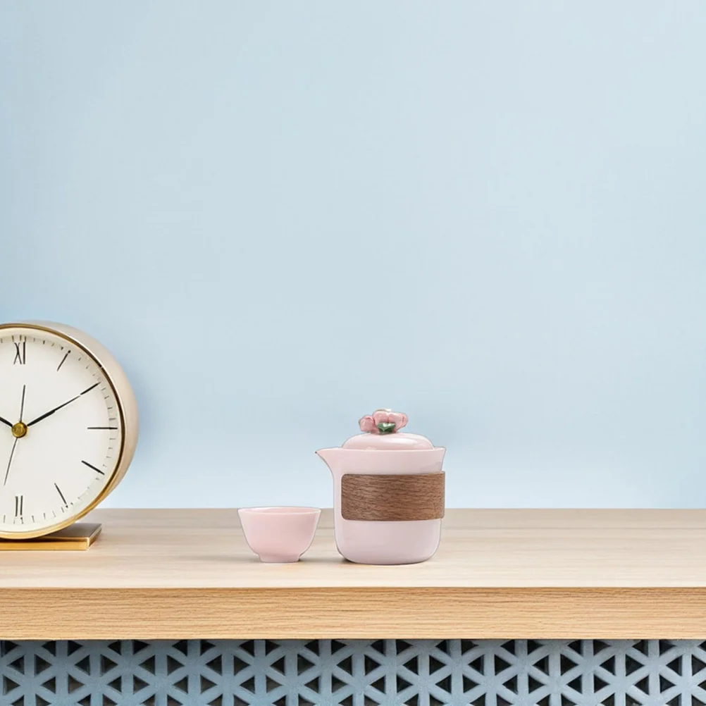 

Ceramic Travel Tea Set Porcelain Pink Floral Portable Teapot Cups Business Picnic Office Use Portable Ceramic Gongfu Tea Set