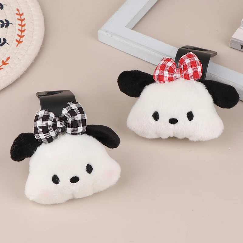 Kawaii Pochacco Plush Car Headrest Hook Sanrio Anime Auto Back Seat Organizer Universal Hanger Bag Holder Vehicle Accessories