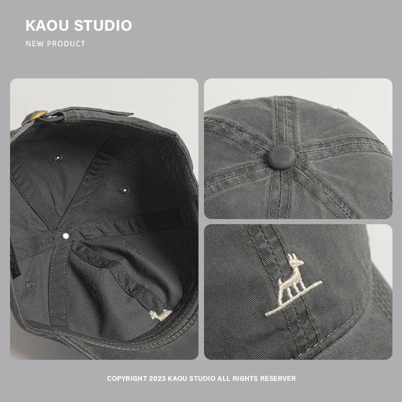 Men's and women's spring and autumn baseball caps embroidered washed retro soft top versatile cap sports sunshade