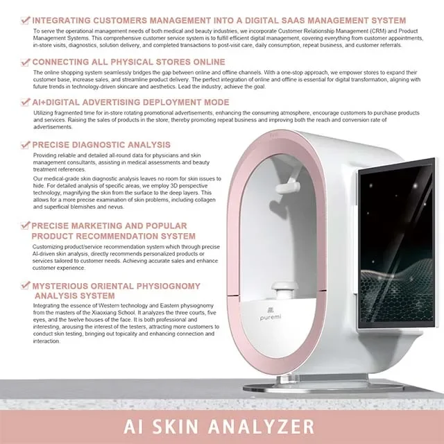 Factory price 2024 AI 3D skin analyzer facial scanning diagnosis analysis  salon customer development sales machine OEM ODM