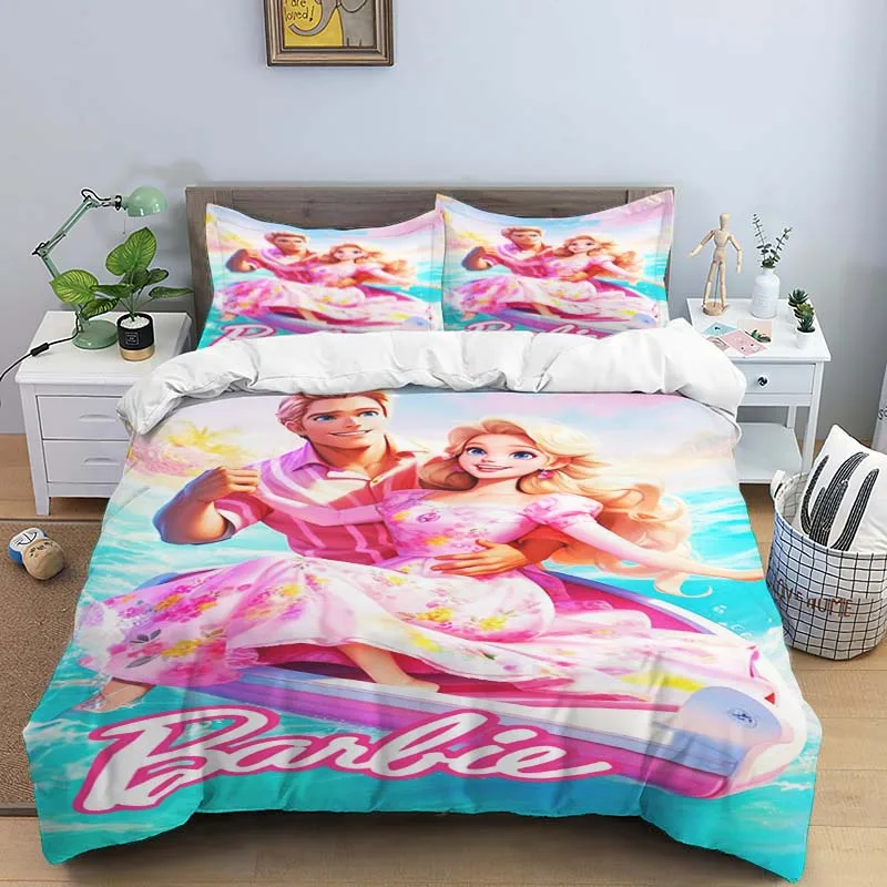 Imagem -04 - Barbie Cartoon Bedding Grupo Impressão 3d Decoração para Casa Fronha Colcha Presente Bonito Família e Amigos 11 Tamanhos