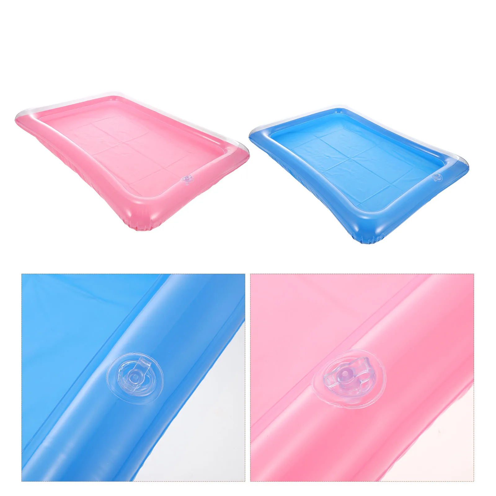Vassoio galleggiante gonfiabile da 2 pezzi, dispositivo di raffreddamento blu per feste in piscina, portabevande, secchiello per il ghiaccio, accessori per piscina