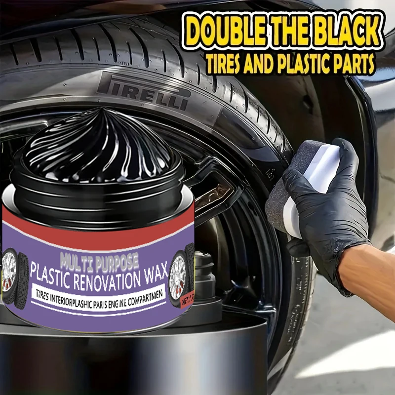 1 Piece 100g Car Plastic Repair Wax, Multifunctional Leather Wax, Durable Time Can Reach 2-3 Years, Repair Scratches and Enhance Tire Gloss, Suitable for Black Interior Updates of Car Engine Compartment