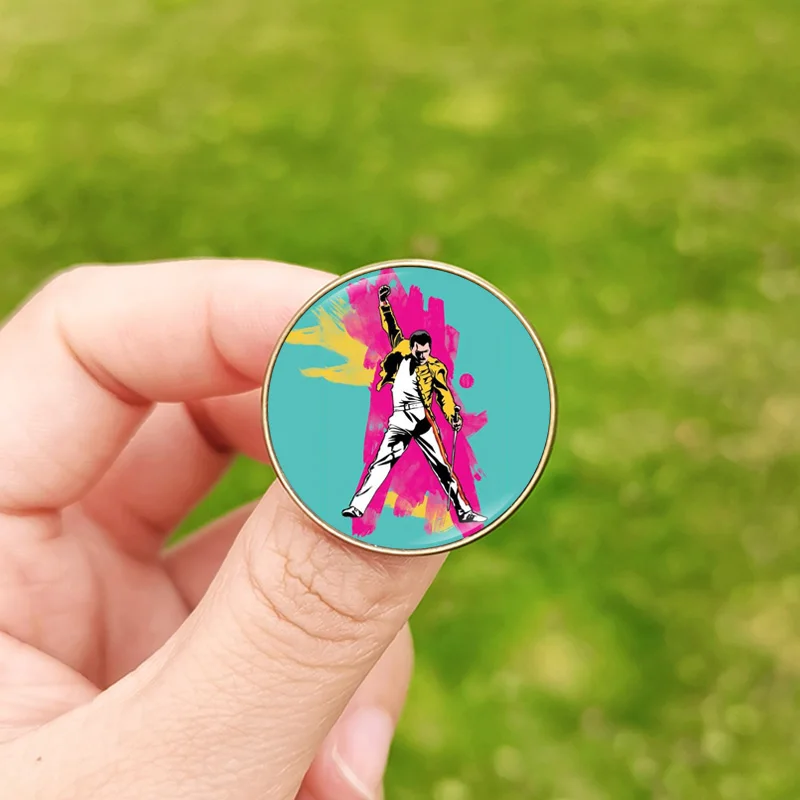 Freddie Mercury Pin Queen Badge Music Band Photo Glass Cabochon Brooches Metal Pins For Clothes Backpack Decoration Fans Gift