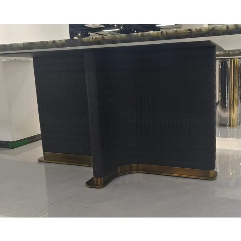 

Роскошные ножки для стола из камня, бронзы и нержавеющей стали, основание для обеденного стола из светлого мрамора, высококачественная подставка для длинного стола для дома.