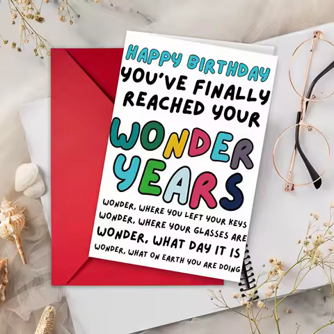 Creative 1 funny happy birthday greeting card envelope set humorous text unforgettable birthday greeting card