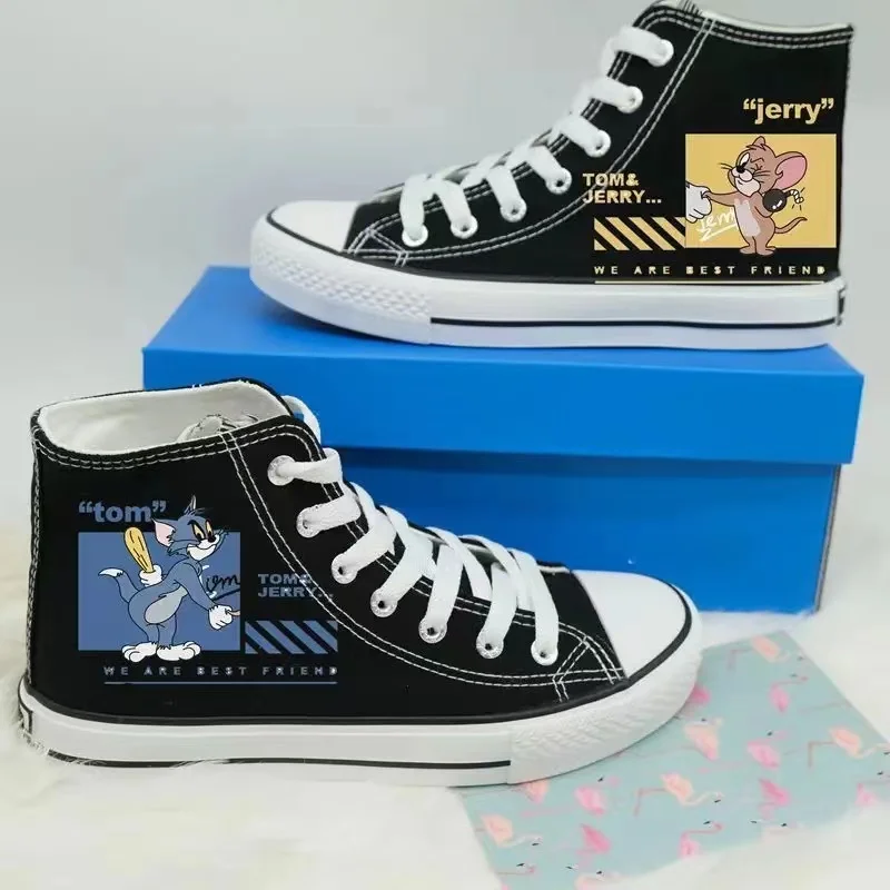 real pictures Tom and Jerry cat and mouse 2025 new plus size Branded Students Girl sprots Canvas Shoes man women Casual Shoes