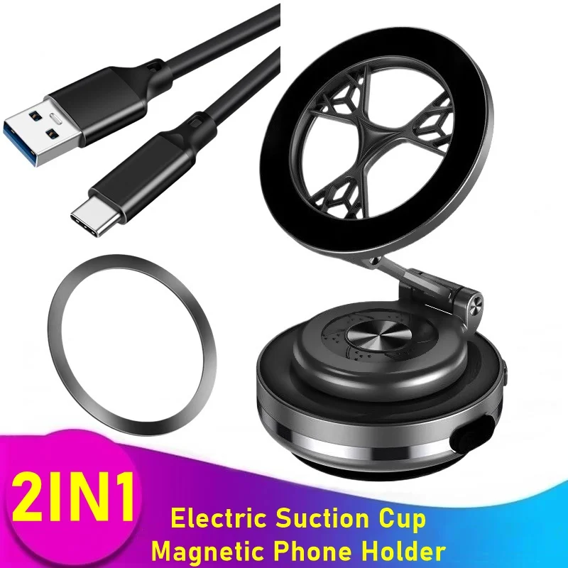 

Electric Vacuum Suction Magnetic Car Phone Holder Home Mirro Gym Bath Shower Mount for Iphone 16 15 14 13 12 11 Samsung