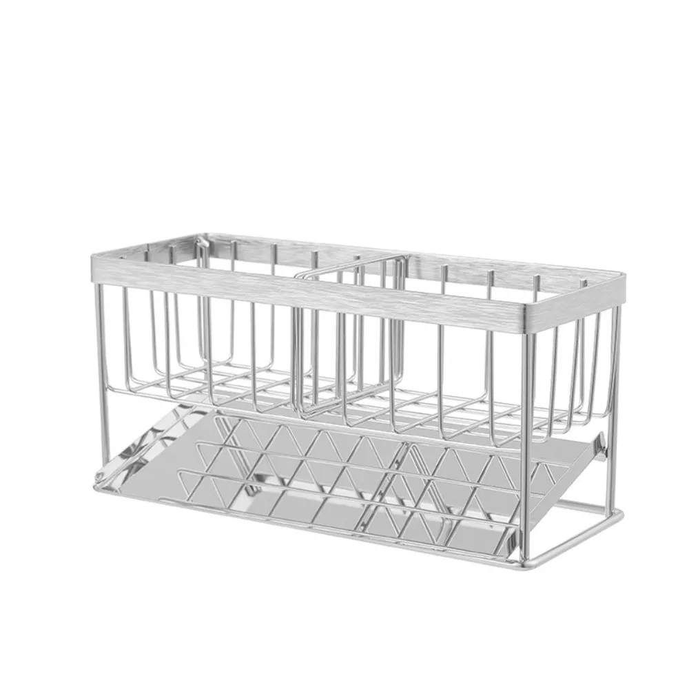 Compact Sponge Soap Holder Stainless Steel Storage Shelf Automatic Drainage Drain Rack Rustproof Space-Saving