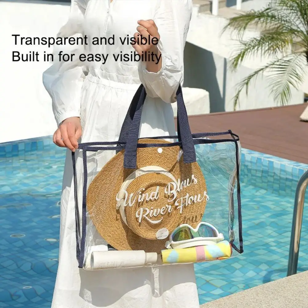 1PC Transparent Waterproof Portable Cosmetic Bag Transparent Travel Bag Fashionable PVC Beach Bag