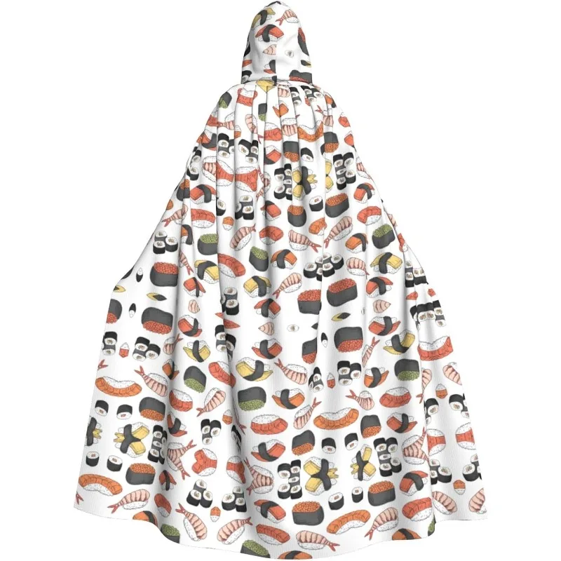 Sushi print Adult Hooded Cape Carnival Festival Cape Cosplay Robe Costume party Gothic Carnival