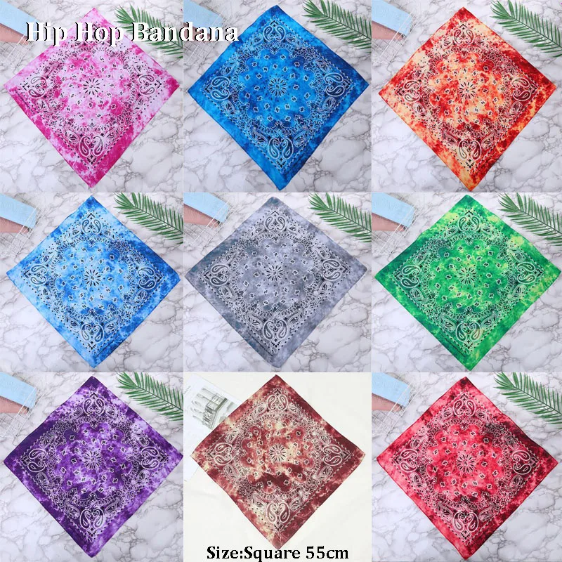 Popular Hip Hop printed Cotton cashew flowers Bandana Man Women Outdoor Headbands amoeba Scarves TOP Quality Hair Accessories