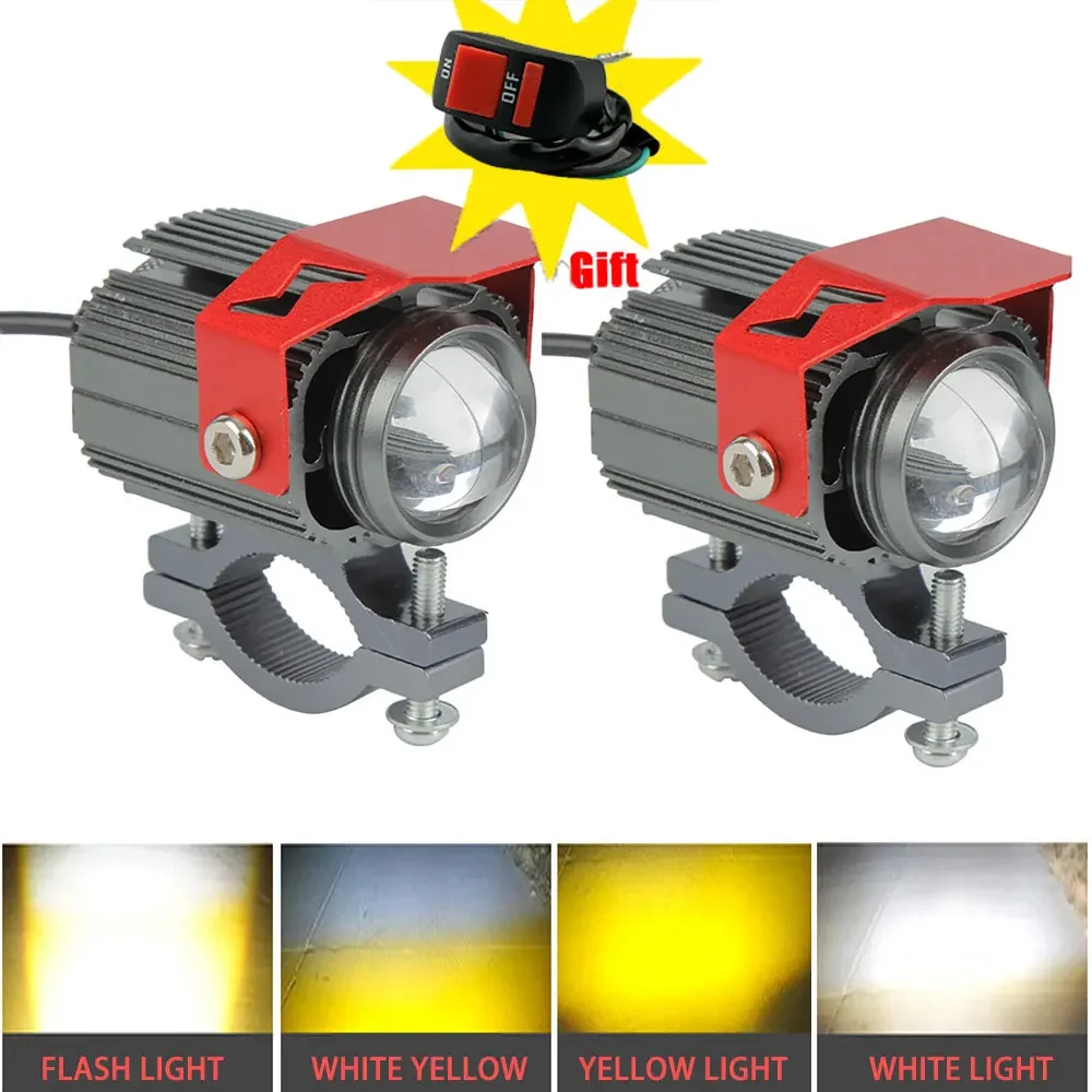 Светодиодные фары для мотоцикла, 2 шт., 12 В, 24 В